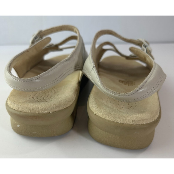 SAS Slingback Triple Buckle Leather Sandals Tripad Comfort Flats Beige Size 9M 9 - Picture 9 of 15